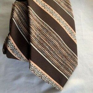 Don Maynard Jets El Paso Texas"13" Mens Tie Brown Beige Diagonal Striped Necktie